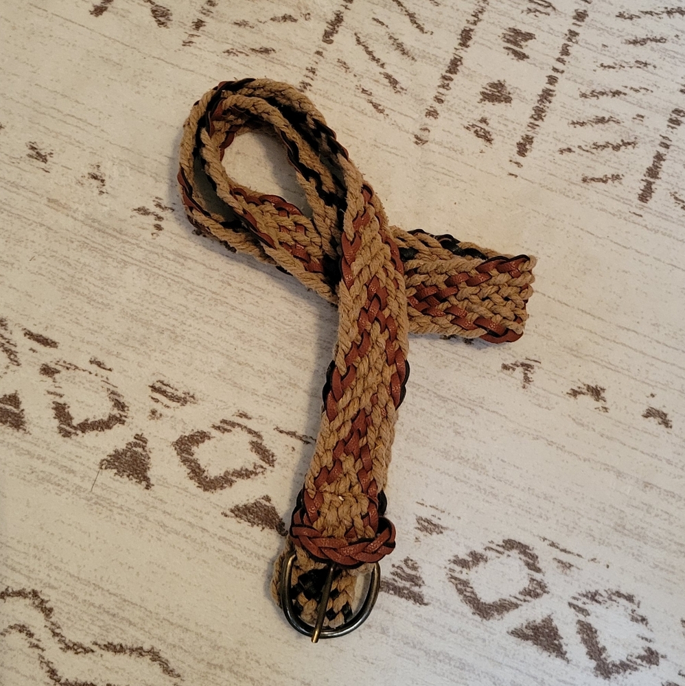 Braided Woven Belt with Metal Buckle